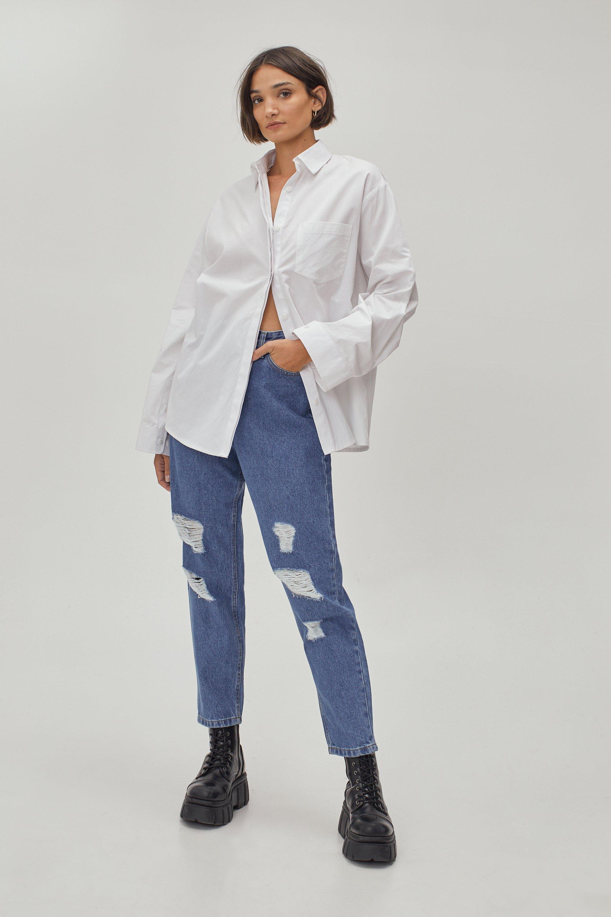 Plus High Waisted Mom Jeans boohoo UK